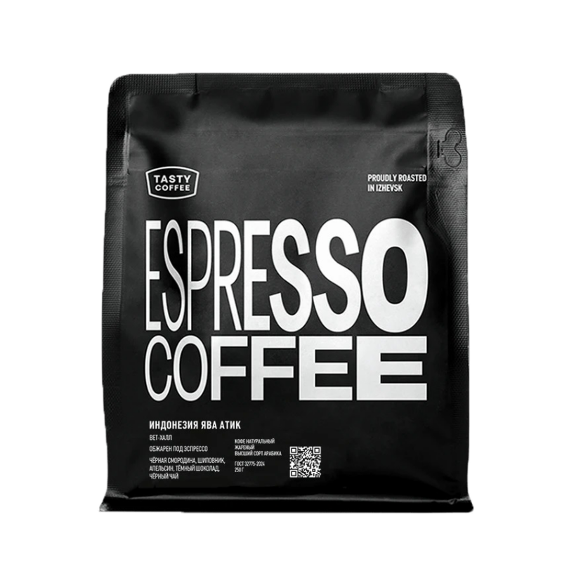 Кофе для эспрессо в зернах "Индонезия Ява Атик" (микролот), 250г, Tasty Coffee